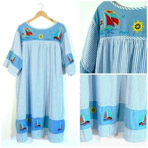 Nautical Stripe Oversized Muu Muu Market Dress